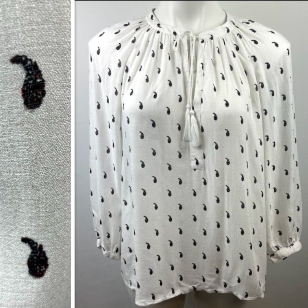 Lucky Brand White Bohemian Peasant Blouse Sz Small